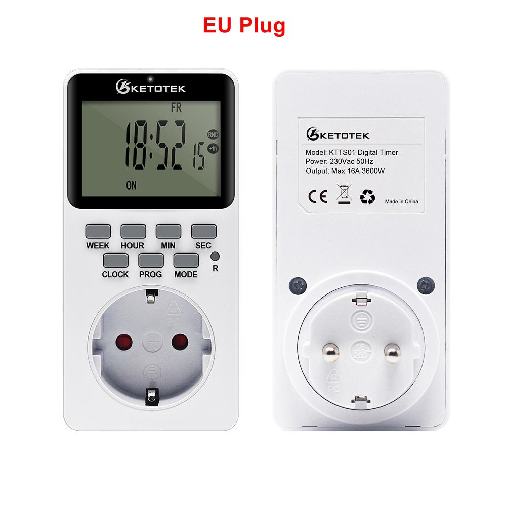 EU/US/UK Electronic Digital Timer Switch Programmable 220V 110V Kitchen Plug Socket Timing Outlet Random Coutdown 12/24hr Timer