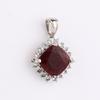 Dyed Ruby Cushion Pendant 925 Sterling Silver Platinum Plated White Topaz Handmade Fine Jewelry Gift for Her