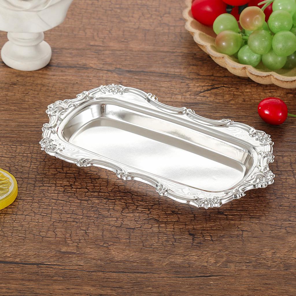 Vintage Jewelry Tray Multifunctional Exquisite Metal Decorative Tray for Dessert Fruit Snacks
