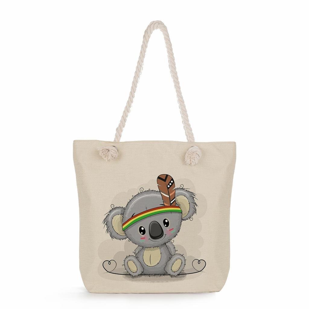 Koala print thick rope single-shoulder beach bag 7265