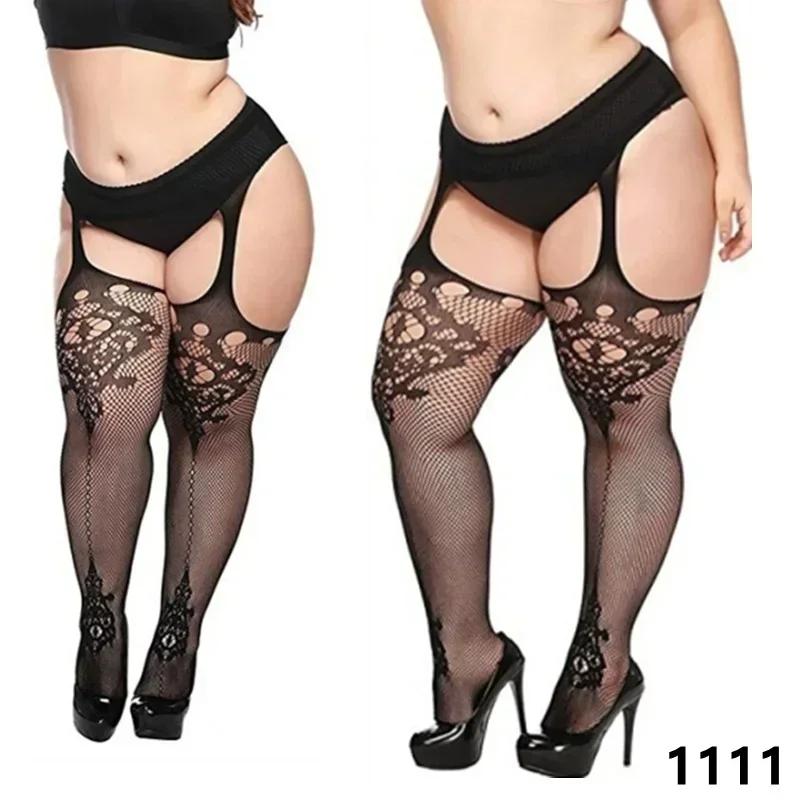Elastic Plus Size Women Long Socks Thigh High Stocking Black White Lace Top Over The Knee Sexy Stockings With Silicone Anti-Slip