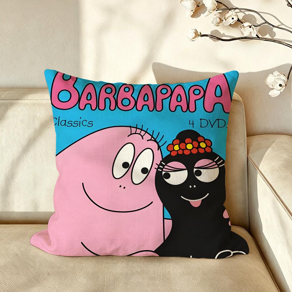 Cartoon BBarbapapa Cushion Cover Pillow Case Antidustmite Pillowcase Silky Short Plush Sofa Cushion Cover hot