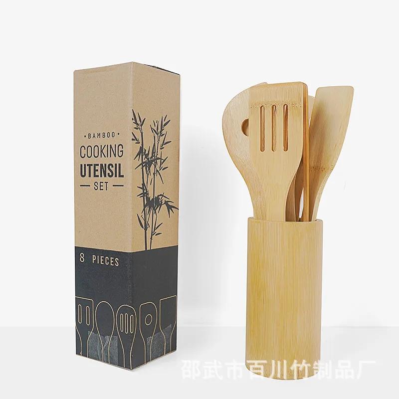 

Amazon Best Selling Kitchen Accessories Eco-friendly Kitchenware Cooking New Shovel Bamboo Spatula Kitchen Utensil 7 Pcs Set серебряный