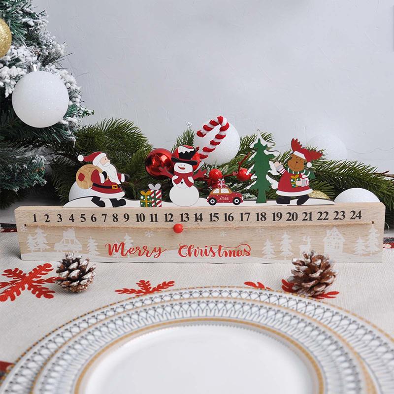 1PC Wooden Ornaments Countdown Gifts Christmas Festival Mobile Practical Painted Decorations Calendar