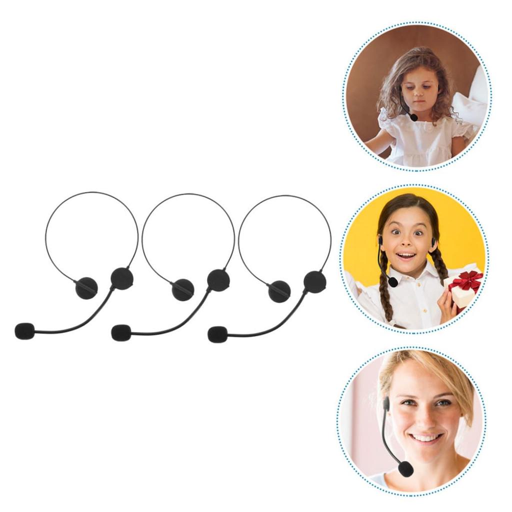 EXCEART 3-Piece Toy Microphone Headset, Kids Stage Prop, Cosplay Accessories, Costume Headphones for Costume Parties and Halloween, 7.1 X 4.9 Inches