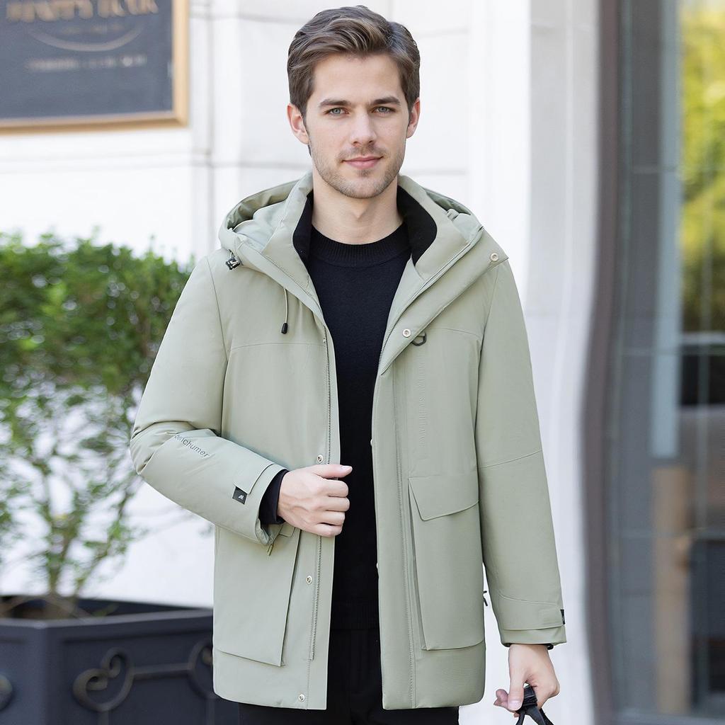 Men's Hooded Winter Down Jacket - Versatile, Thick, and Warm
