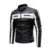 Men's Fashion Patchwork Leather Motorcycle Jacket, Large Size