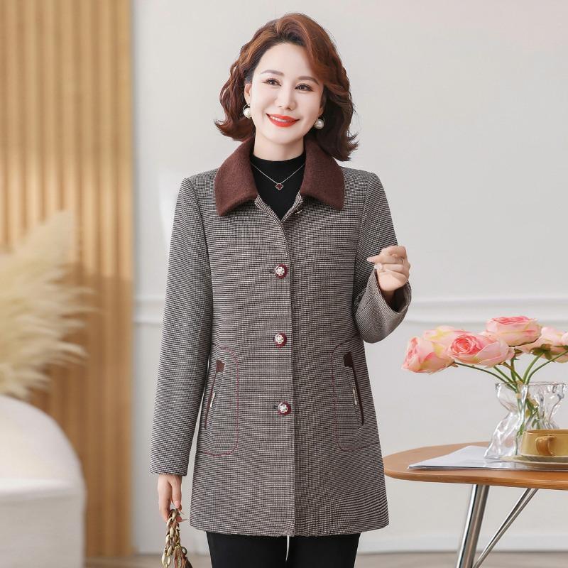 

Осеннее шерстяное пальто утолщенное высококачественное женское пальто осенне-зимнее теплое шерстяное пальто 5XL [Recommended 150-80 kg]