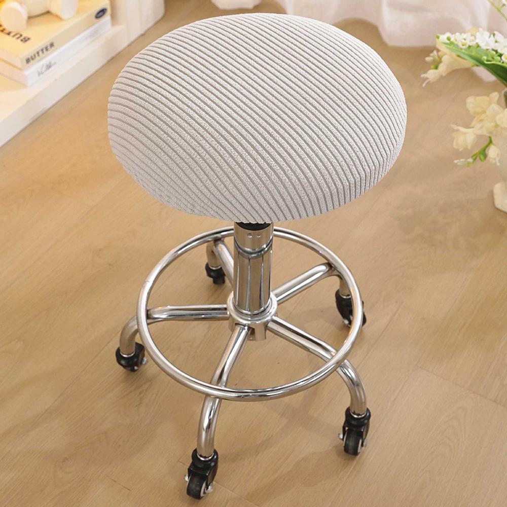 

Stretchy Straight Stripes Round Bar Stool Cover Elastic Washable Seat Slipcover For Swivel Salon Chair Anti-Slip Chair Protector сірий