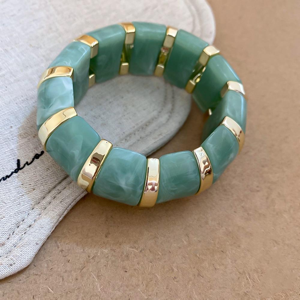 Europe American Style Acrylic Bangle Resin Exaggerated Bracelet Creative Elastic Bracelet  Women