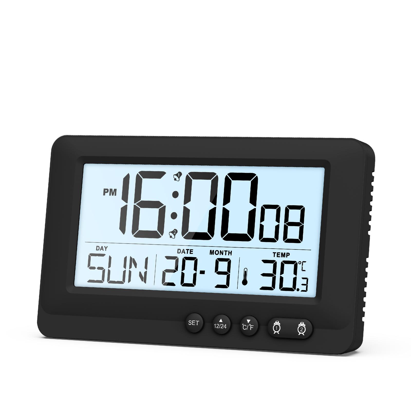 

ORIA Travel Alarm Clock LCD Display Digital Clock with Dual Alarms Portable Alarm Clock With Calendar for Bedroom Office Travel чёрный