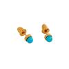French Turquoise & Sterling Silver Geometric Round Earrings - 18k Gold-Plated Studs