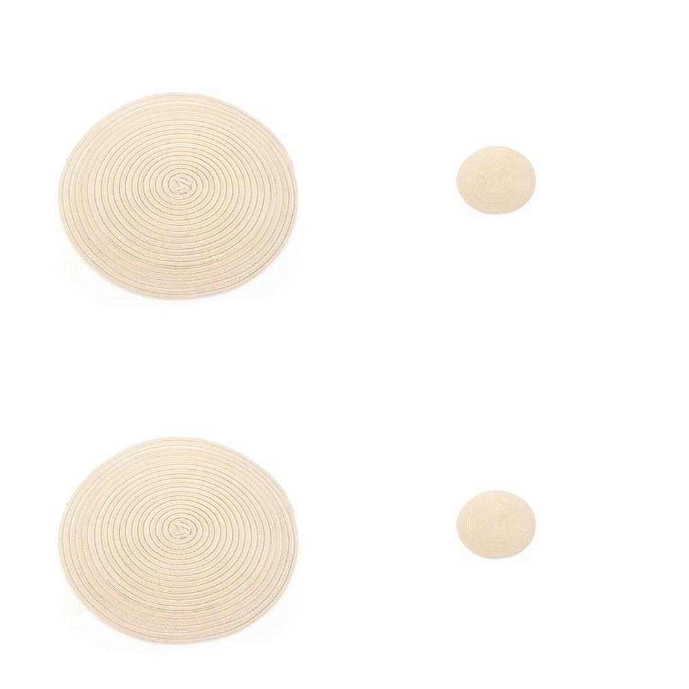 4pcs/Set Vintage Round Woven Placemats Heat Resistant Washable Braided Place Mats Non-Slip Dish Plate Pot Mat Dining Table