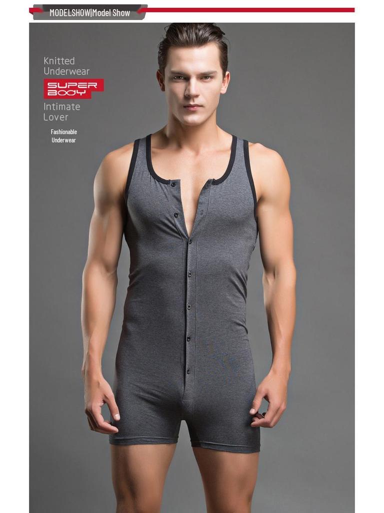 SUPERBODY Men's Pure Cotton Bodysuit Vest & Pants - Stylish and Sexy