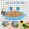 1 Pc Blue Bird Bath Bowl with Mirror, Detachable, Tiger Lily & Parrot Pattern Bathtub, Suitable for Food & Water, Can Be Used As Bird Nest/Cage