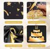 70th Birthday Backdrop Banner, Black Gold 70th Happy Birthday Banner 185cm×115