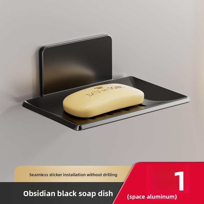 Space Aluminum Soap Dish Wall Mount With Drainage For Bathroom Storage