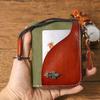 Vintage Car Key Bag Stitching Storage Card Bag Retro Women's Leather  Coin Purse  Coin
