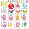 57PCS Cartoon Easter Decoration Paper Multicolor Easter Eggs Cards Flower Sheep Butterfly Bunny Chicken Wall Sticker