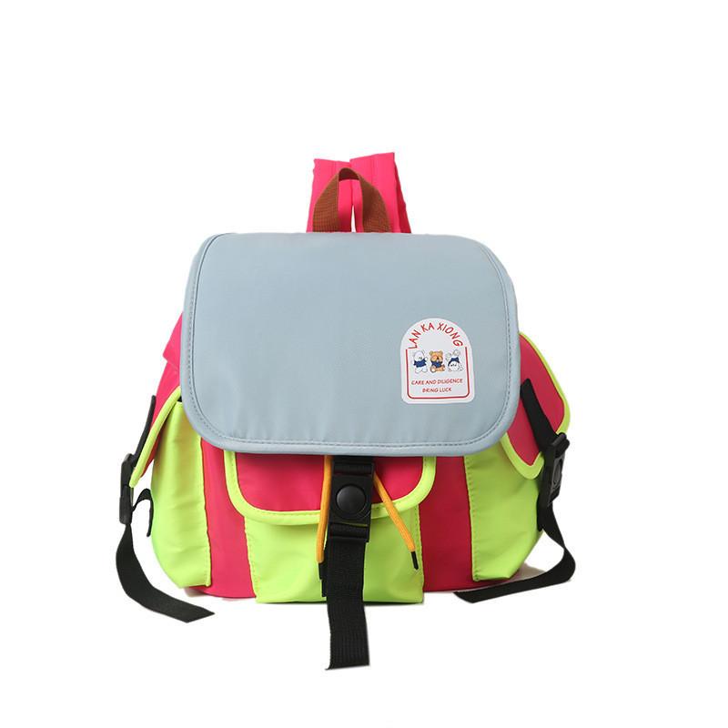 Stylish Dual Color Kindergarten Backpack For Kids Lightweight Canvas School Bag