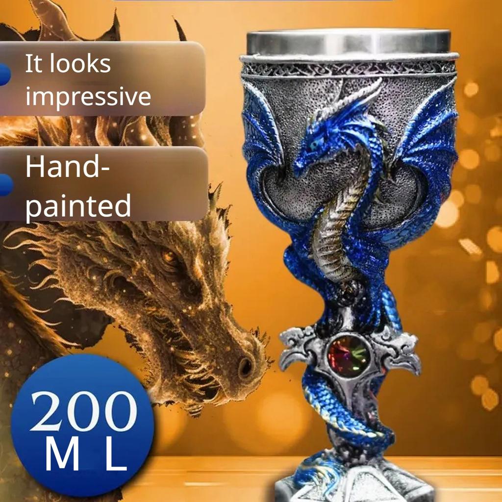 Evil Dragon Red Wine Glass Stainless Steel Wine Glass  Dragon Tall Glasses