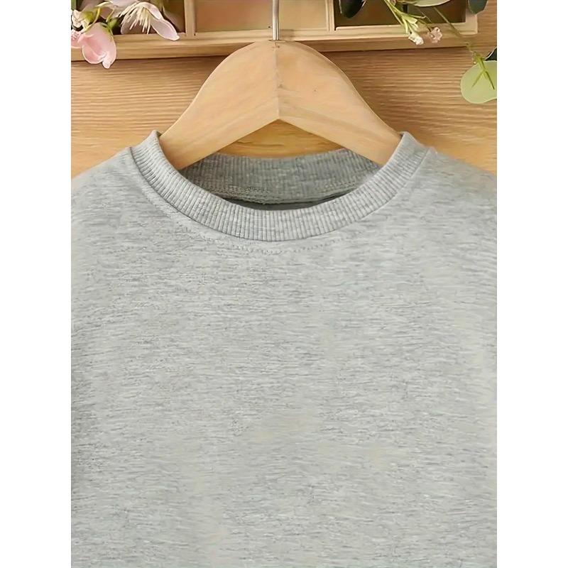 European Sizes Kids' Cute Print Pattern Easy Sweet Beauty Spring Thin Round Neck Sweatshirt