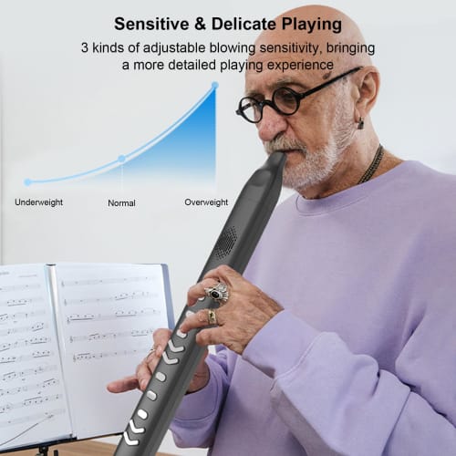 Fangzi Digital Wind Instrument, Portable Electronic Wind Instrument Synthesizer with 10 Tones, Adjustable Sensitivity, Built-in Speaker, App, Bluetoot
