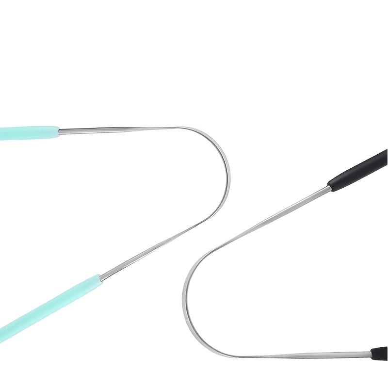 1pc Hypoallergenic Stainless Steel Tongue Scraper with Ergonomic Plastic Handle - Fresh Breath Oral Care Tool, Durable Metal Cleaner In Black, Pink