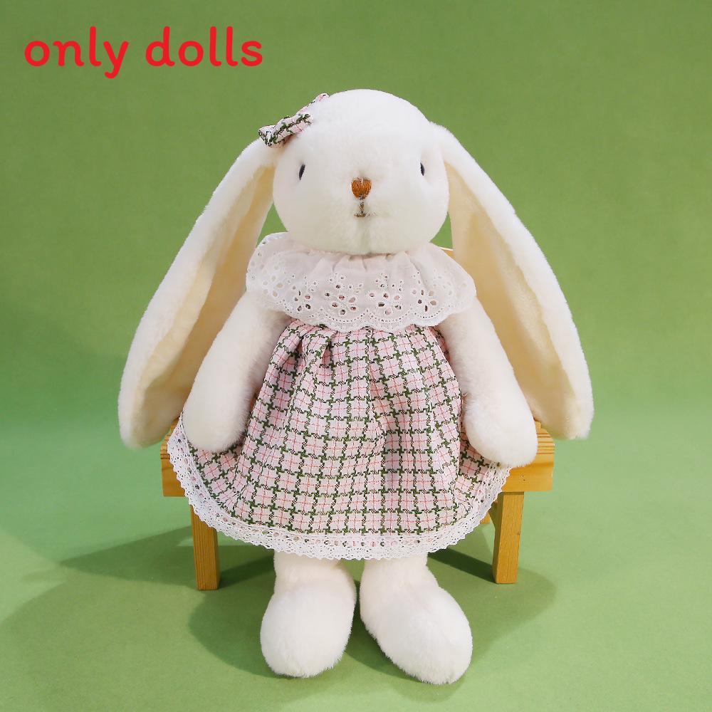 Plush Rabbit Toy With Bow And Dress Decoration Fur For Kids Birthday Gift