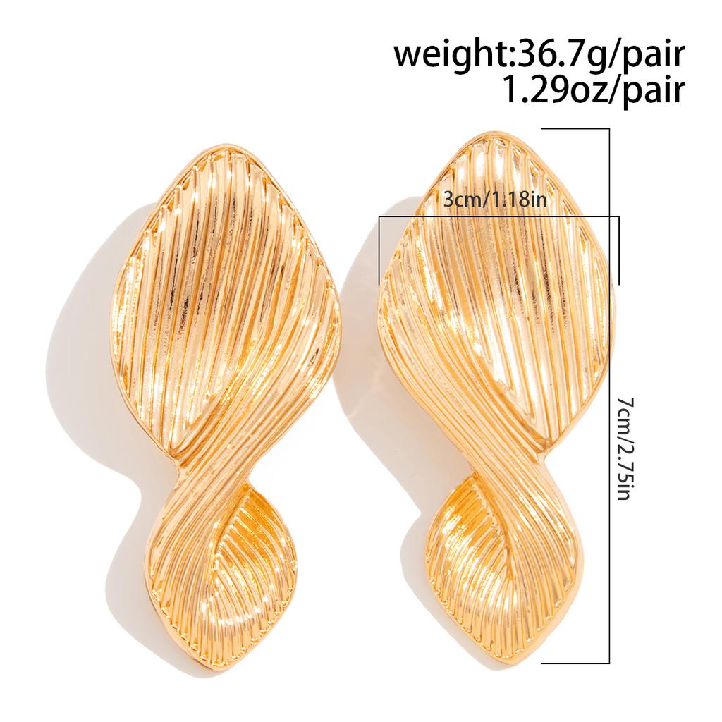 Ingemark 3 Styles Elegant Vintage Gold Color Stripe Stud Earrings Women Hyperbole Geometric Piercing Earrings Classic Jewelry