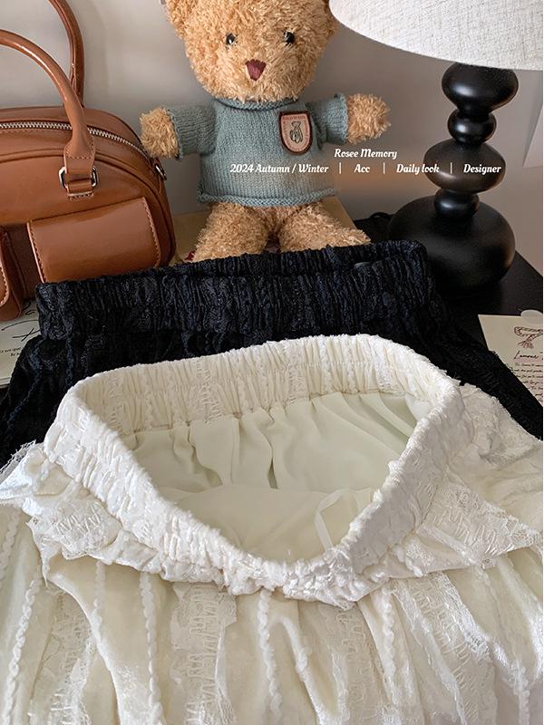 Women's High Waist Lace Patchwork Velvet A-line Skirt - Soft, Comfortable for Spring/Autumn 2025.