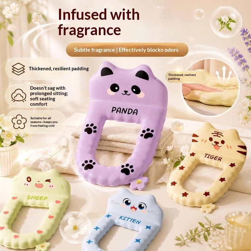 Cartoon Eva Soft Warm Washable Toilet Seat Cover With Backrest Aromatherapy Pod For Bathroom Great Finds For The Home