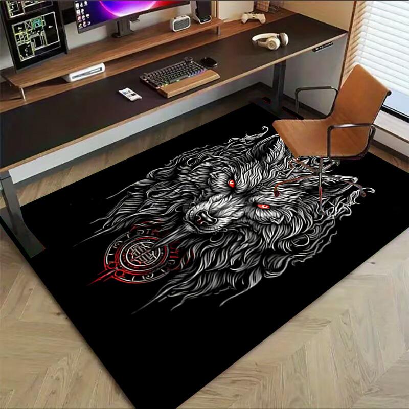 1pc Wolf Head Carpet, Office Rug Outdoor Mat Home Decor Area Carpet Festival
