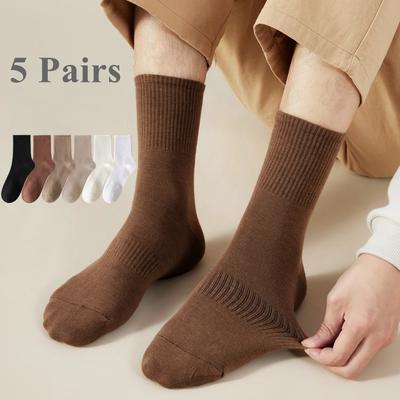 5 Paar Herren Socken Hoher Schaft Sportsocken Rutschfest Hochwertige Baumwolle Crew-Socken 5er Pack Set Frühling Business Arbeit