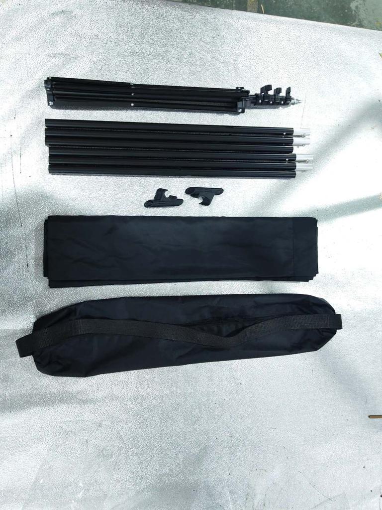 Photography Background Kit with 2x2m Adjustable T Shaped Backdrop Stand + 2x2m Black Backdrop Black Screen Backdrop Kit