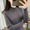 Large-sized Women's Semi-high-neck Warm Sweater for Autumn and Winter with Cut-out Stripe Knitted Pullover