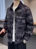2025 Spring/Autumn Men's Trendy Cross-Plaid Denim Lapel Jacket