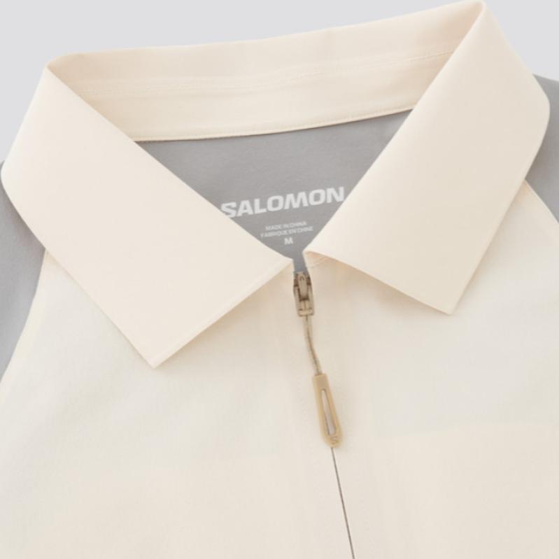 SALOMON Pl Ss Hyb Outdoor Polo Collar Zipper Quick-Dry Short Sleeve Shirt Unisex Shirts LC2882700