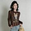 Spring Europe America Fashion Fun Cat Print Women's T-shirt Casual Pullover Women Long Sleeve Clothing Outdoor Street Tees Top