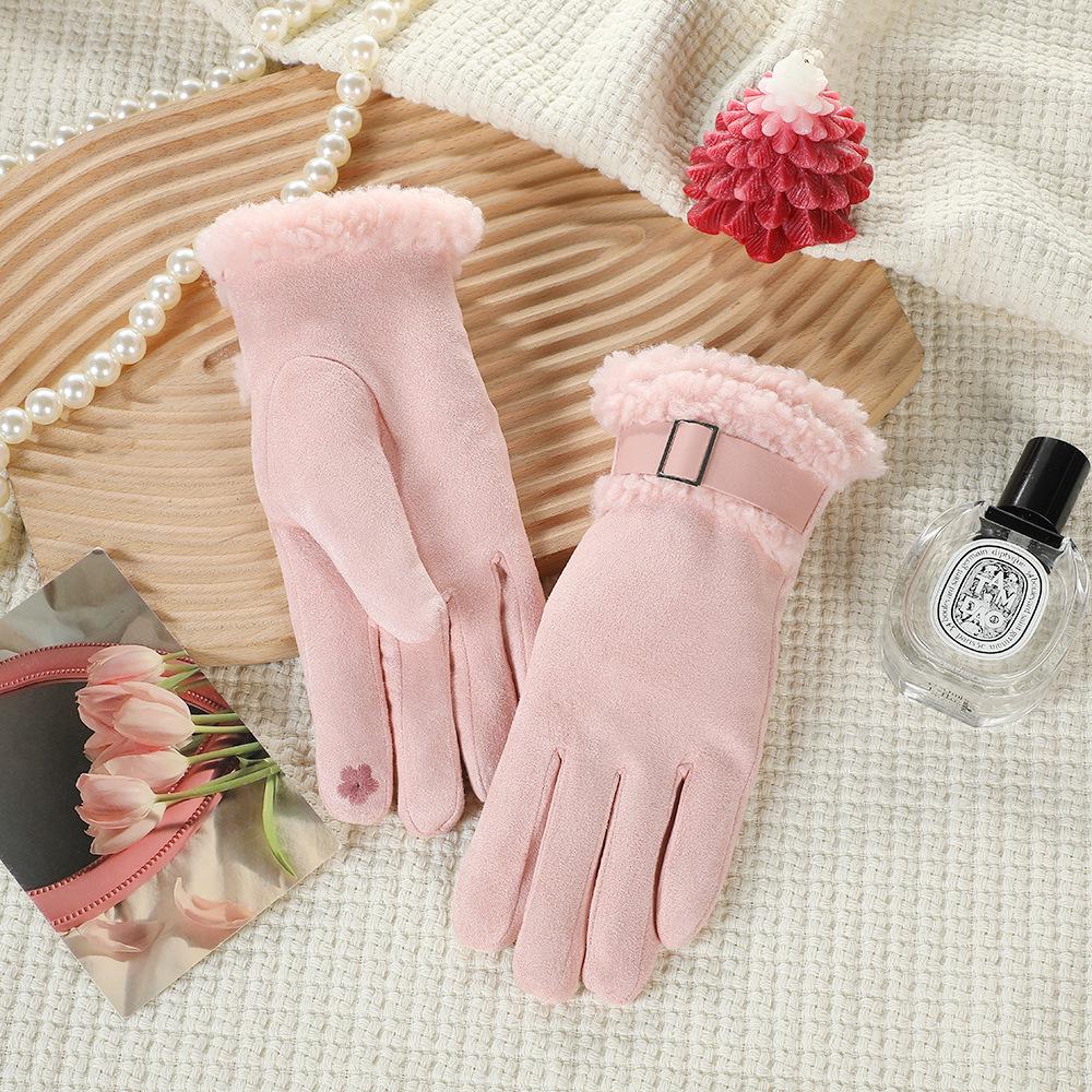 Women's Suede Winter Gloves: Warm, Fleece-Lined, and Windproof for Cycling and Driving
