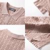 Men's Summer Casual Knit Jacquard Short Sleeve Cardigan Business Polo Shirt Button Front Lightweight Breathable Fabric