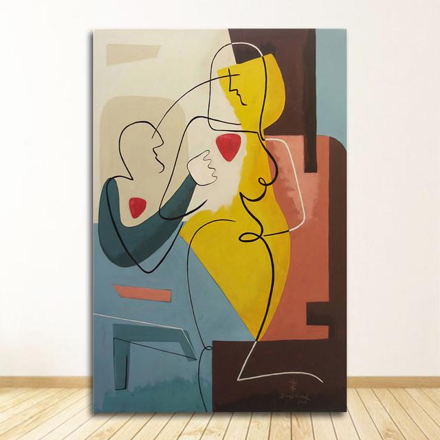 Retro Classic Wall Art Canvas Black Lines Wall Pictures for Living Room Bedroom Unique Poster Home Deco Abstract Canvas Painting No Frame