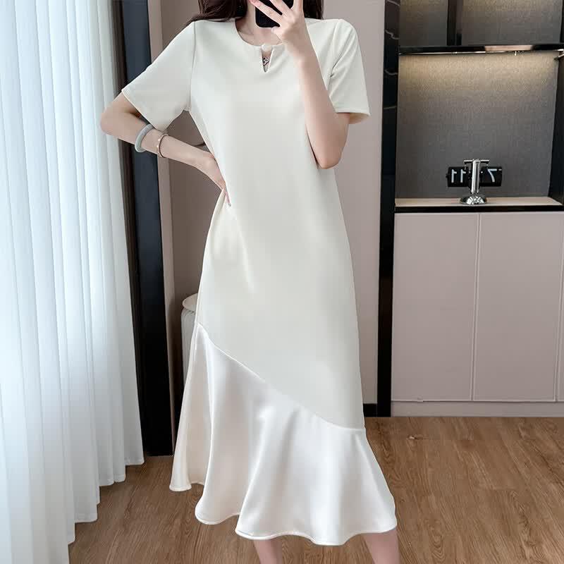La Chapelle Women s Beaded Collar T-Shirt Dress S абрикосовый