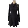 Autumn and Winter Elegant Women's Dress Solid Color French Color Lace Lace-up Long Sleeve Dress