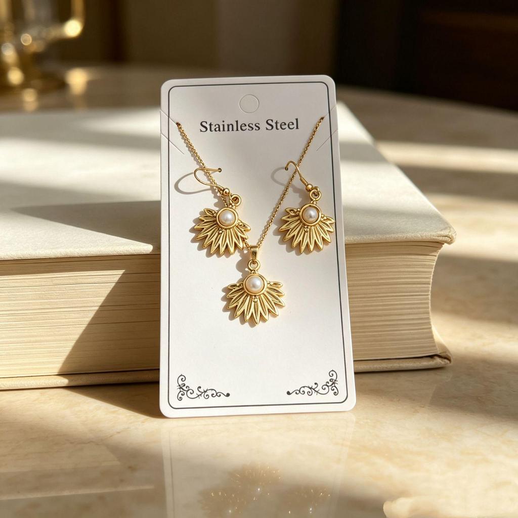 European & American Pearl Earring and Necklace Set - Simple, Fashionable Collarbone Design