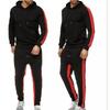 Men's Gray Long-Sleeved Hooded Jogging Set - Sweatshirt & Joggers Fitness Outfit