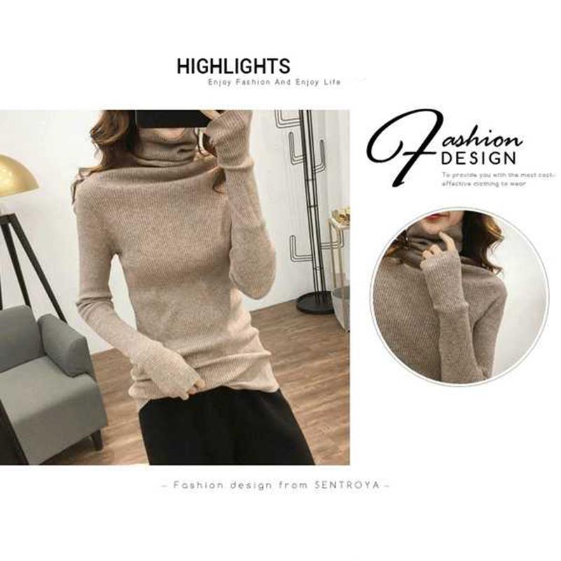 Autumn and Winter Large Code Women's High Neck Sweater Slim Thickening Head Long-sleeved Bottoming Knitwear