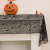 Long Length Black Lace Table Runner Black Color Hollow Out Table Runner  Halloween Party