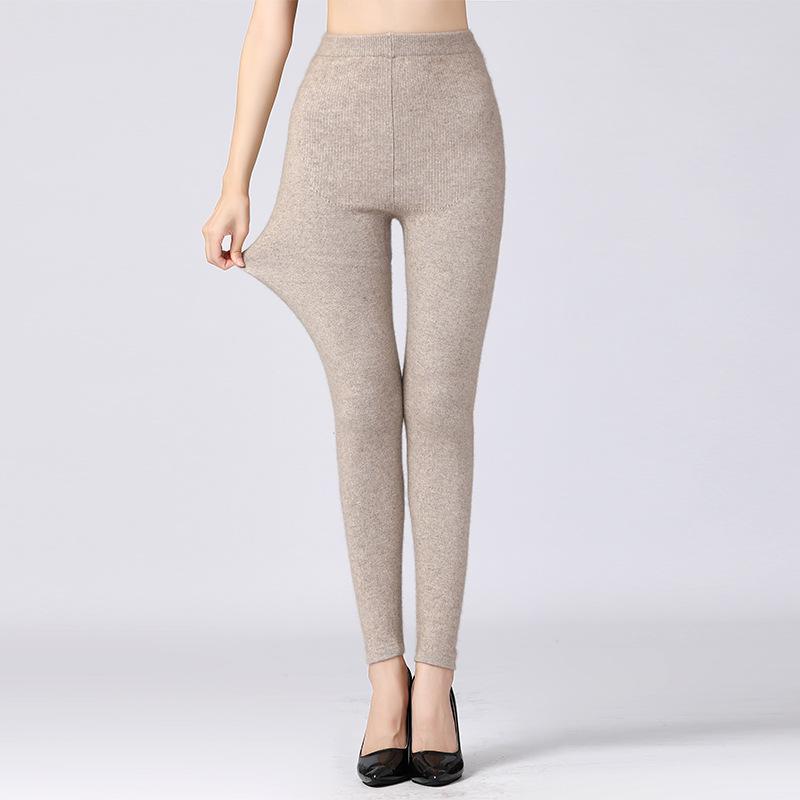 Women's High-Waist Slim Fit Cashmere Leggings - Warm and Trendy for Autumn/Winter 2021