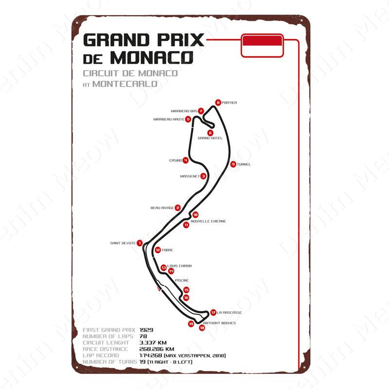 Vintage F1 Championship Metal Tin Sign, Racing Track Poster, Bar Cafe Club Wall Decoration, Grand Prix Circuit Iron Plaque,ZSS84